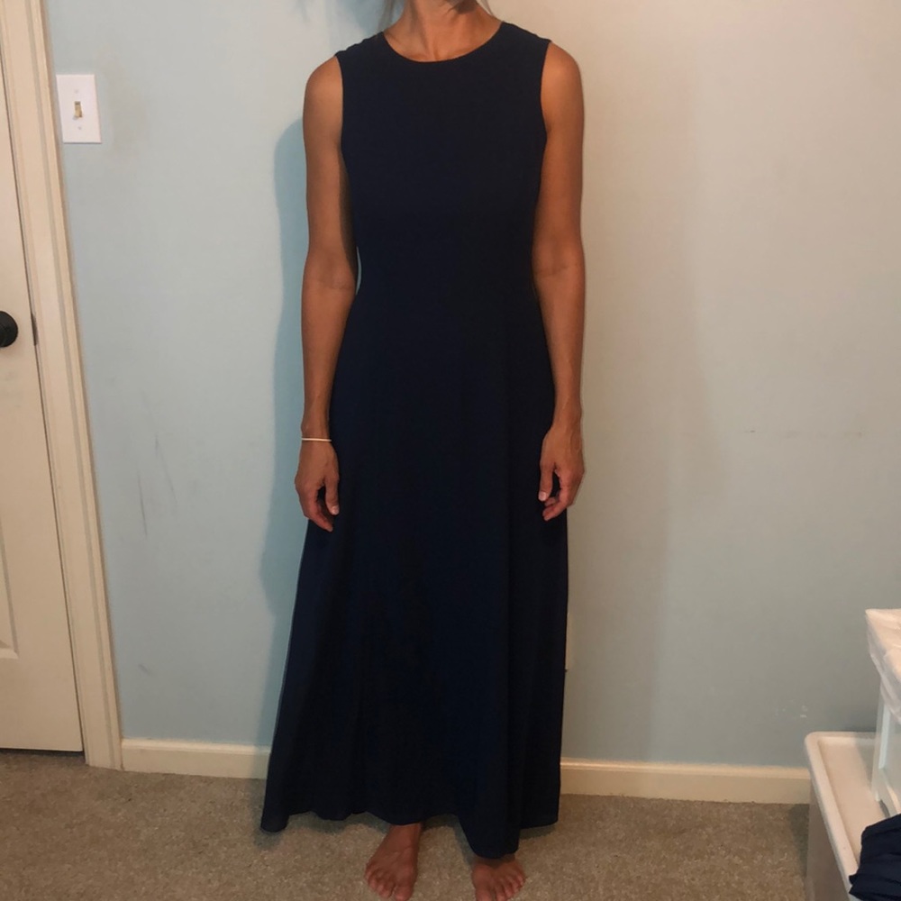 dark navy sleeveless dress
